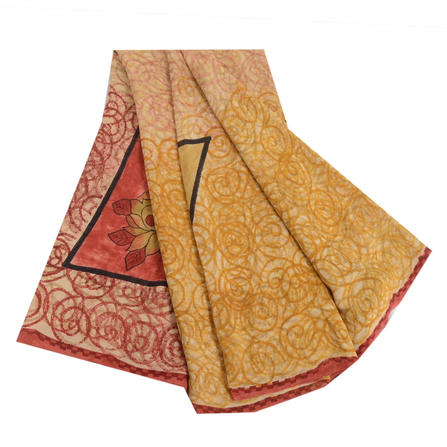 Sanskriti Vintage Multi Sarees Pure Georgette Silk Printed Sari 5YD Craft Fabric