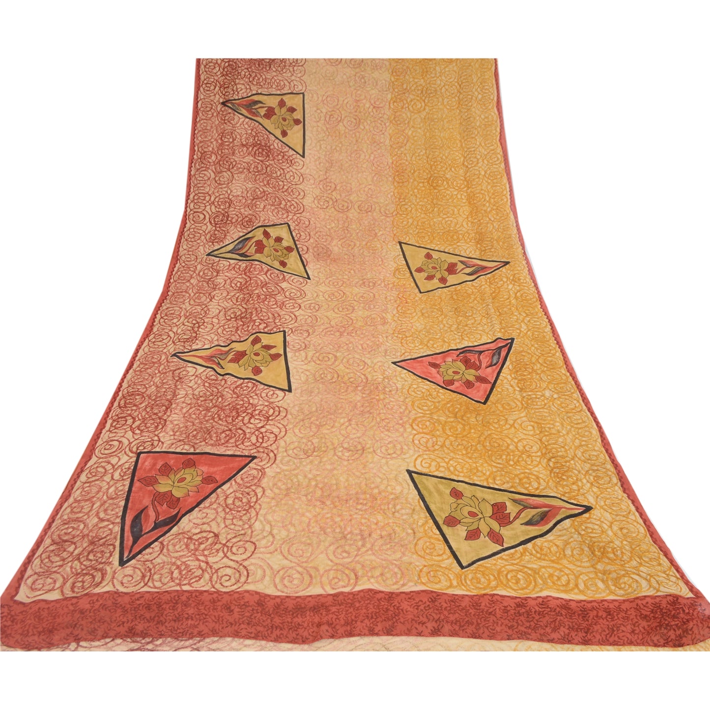 Sanskriti Vintage Multi Sarees Pure Georgette Silk Printed Sari 5YD Craft Fabric