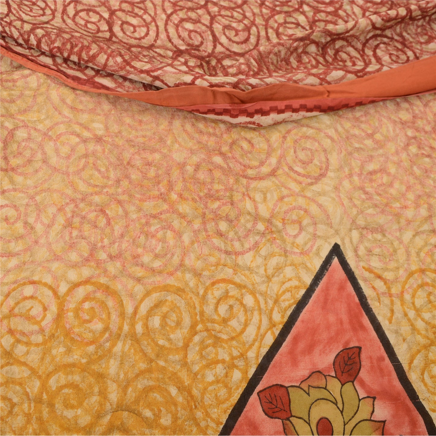 Sanskriti Vintage Multi Sarees Pure Georgette Silk Printed Sari 5YD Craft Fabric