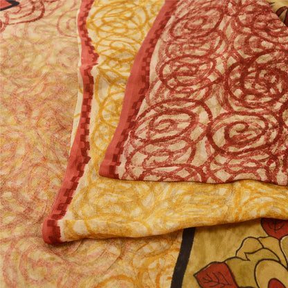 Sanskriti Vintage Multi Sarees Pure Georgette Silk Printed Sari 5YD Craft Fabric