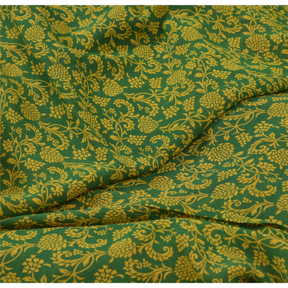 Sanskriti Vintage Sarees Orange/Green Pure Georgette Printed Sari Craft Fabric