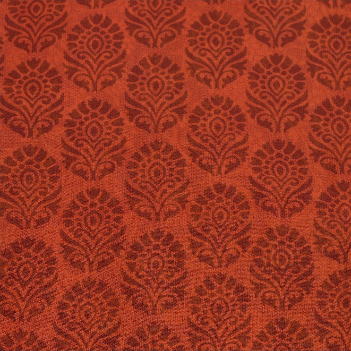 Sanskriti Vintage Sarees Orange/Green Pure Georgette Printed Sari Craft Fabric