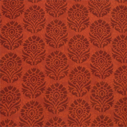Sanskriti Vintage Sarees Orange/Green Pure Georgette Printed Sari Craft Fabric