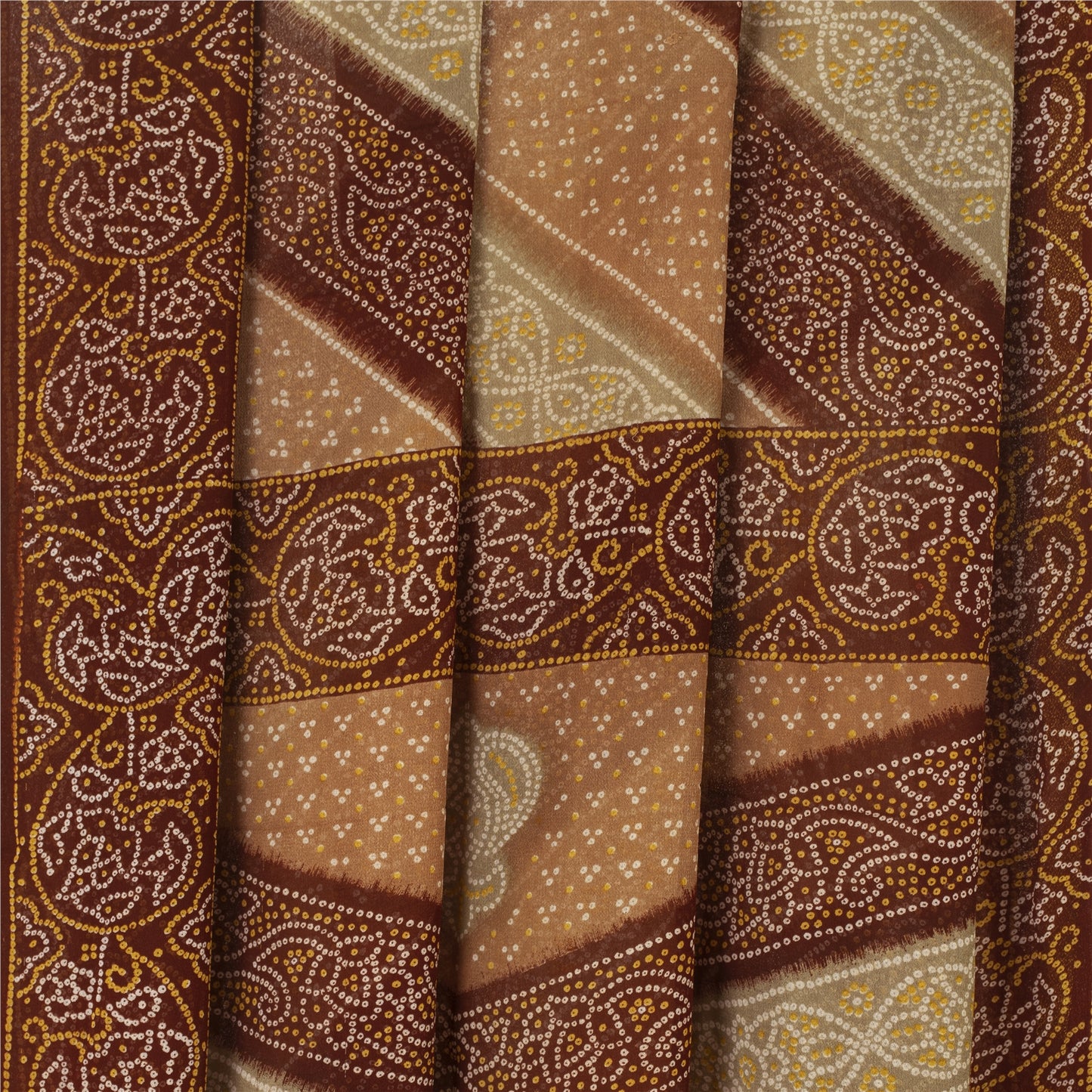 Sanskriti Vintage Sari Bandhani Printed Pure Georgette Silk Sarees Craft Fabric