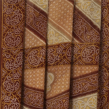 Sanskriti Vintage Sari Bandhani Printed Pure Georgette Silk Sarees Craft Fabric