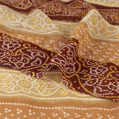 Sanskriti Vintage Sari Bandhani Printed Pure Georgette Silk Sarees Craft Fabric