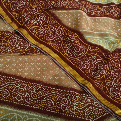 Sanskriti Vintage Sari Bandhani Printed Pure Georgette Silk Sarees Craft Fabric