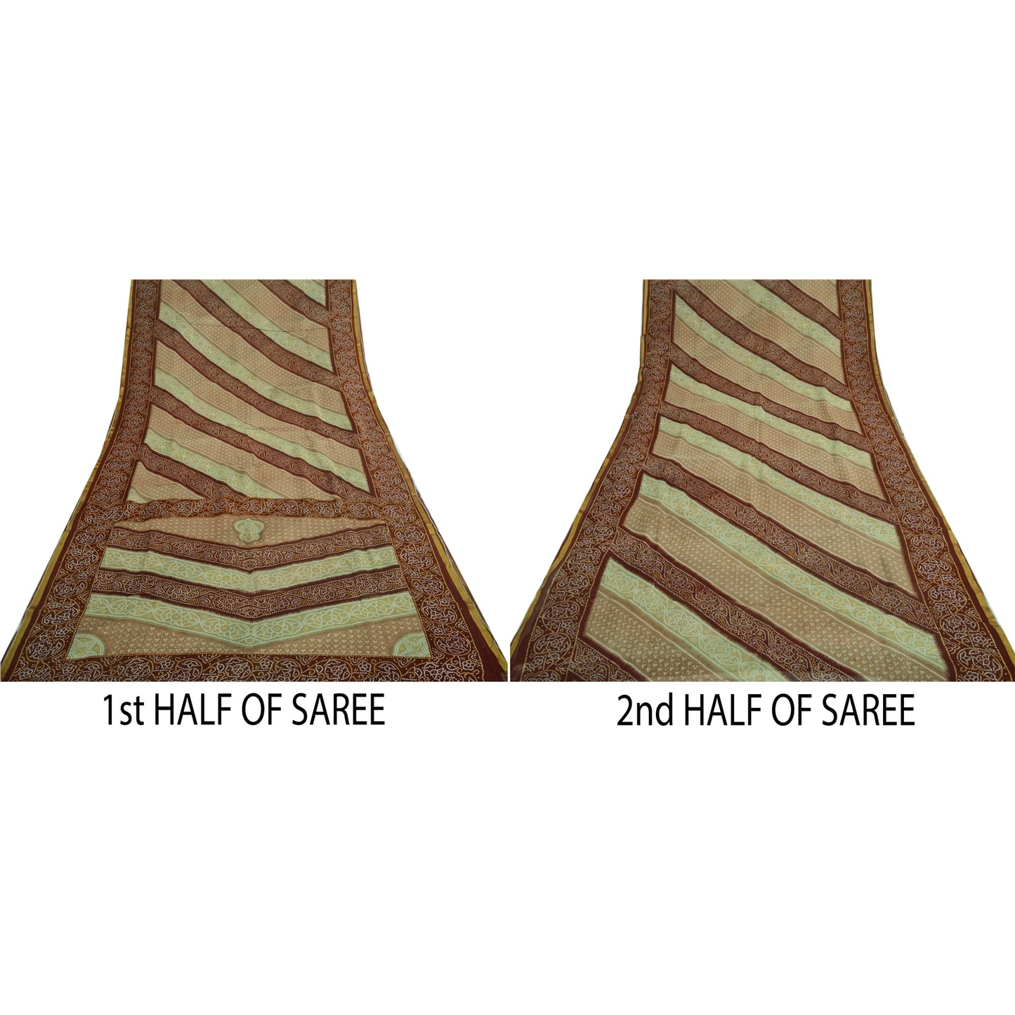 Sanskriti Vintage Sari Bandhani Printed Pure Georgette Silk Sarees Craft Fabric