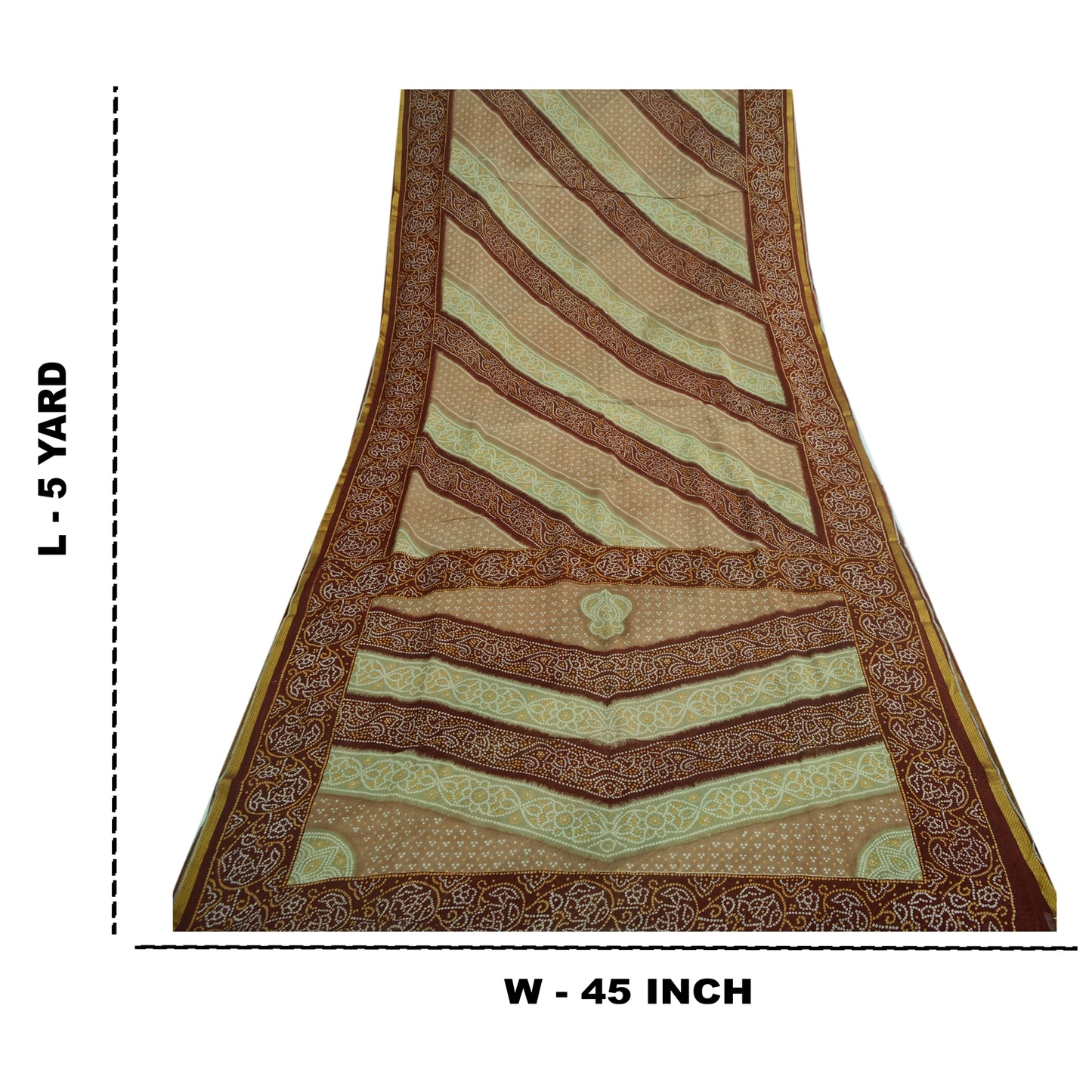 Sanskriti Vintage Sari Bandhani Printed Pure Georgette Silk Sarees Craft Fabric