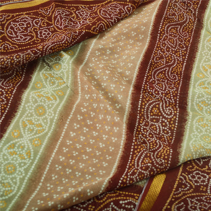 Sanskriti Vintage Sari Bandhani Printed Pure Georgette Silk Sarees Craft Fabric