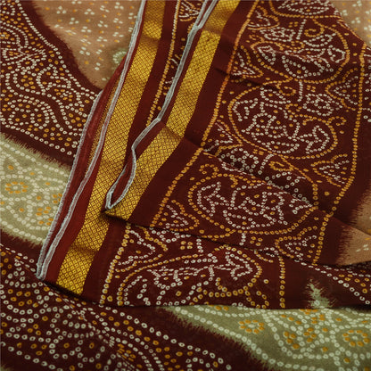 Sanskriti Vintage Sari Bandhani Printed Pure Georgette Silk Sarees Craft Fabric