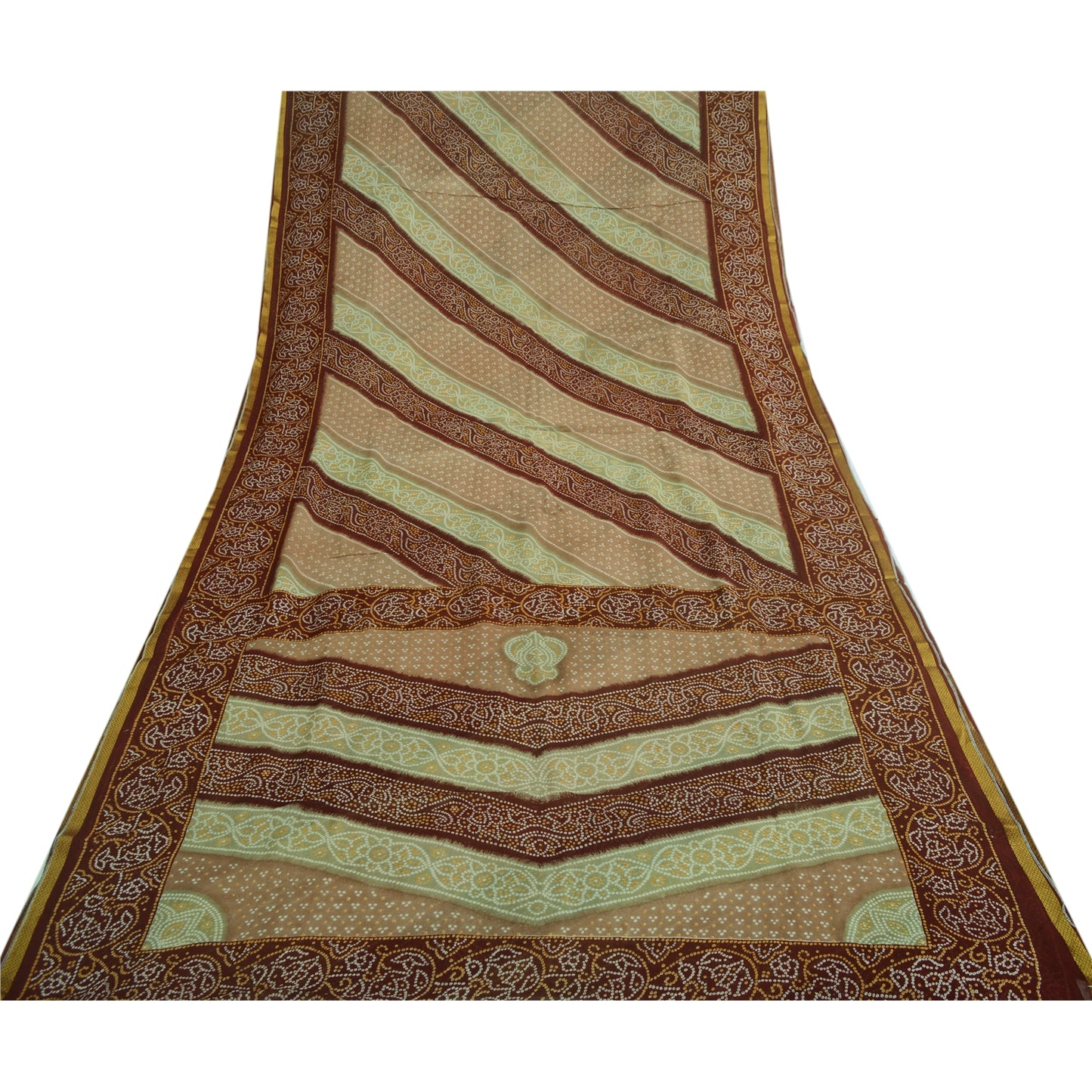 Sanskriti Vintage Sari Bandhani Printed Pure Georgette Silk Sarees Craft Fabric