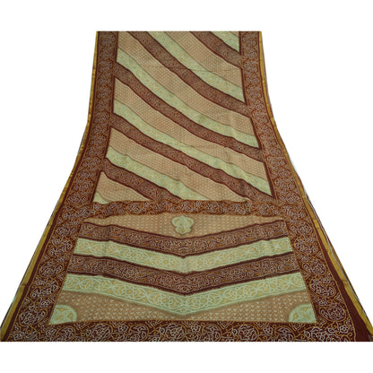 Sanskriti Vintage Sari Bandhani Printed Pure Georgette Silk Sarees Craft Fabric