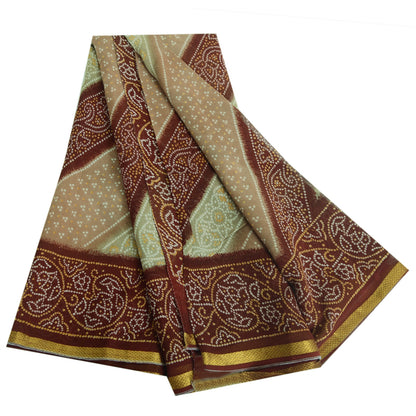 Sanskriti Vintage Sari Bandhani Printed Pure Georgette Silk Sarees Craft Fabric