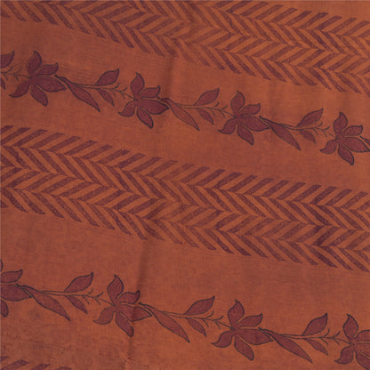 Sanskriti Vintage Sari Blend Georgette Orange Indian Printed Saree 5 Yd Craft Fabric Boho Quilting Material For DIY Projects