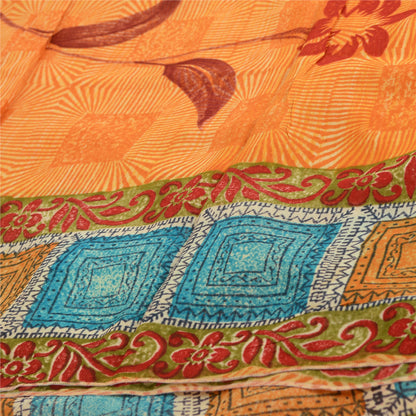 Sanskriti Vintage Orange 100% Pure Georgette Sarees Print Sari 5+YD Craft Fabric