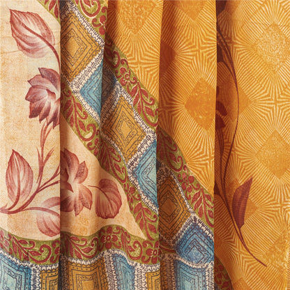 Sanskriti Vintage Orange 100% Pure Georgette Sarees Print Sari 5+YD Craft Fabric
