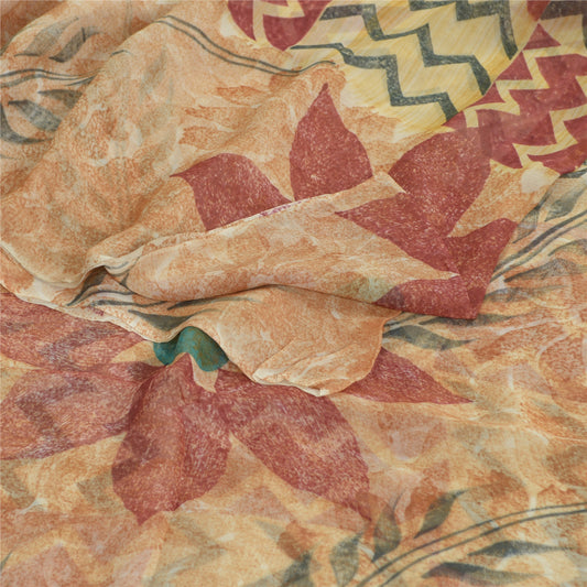 Sanskriti Vintage Blend Georgette Multi Sarees Printed Craft Sari 5 Yard Fabric