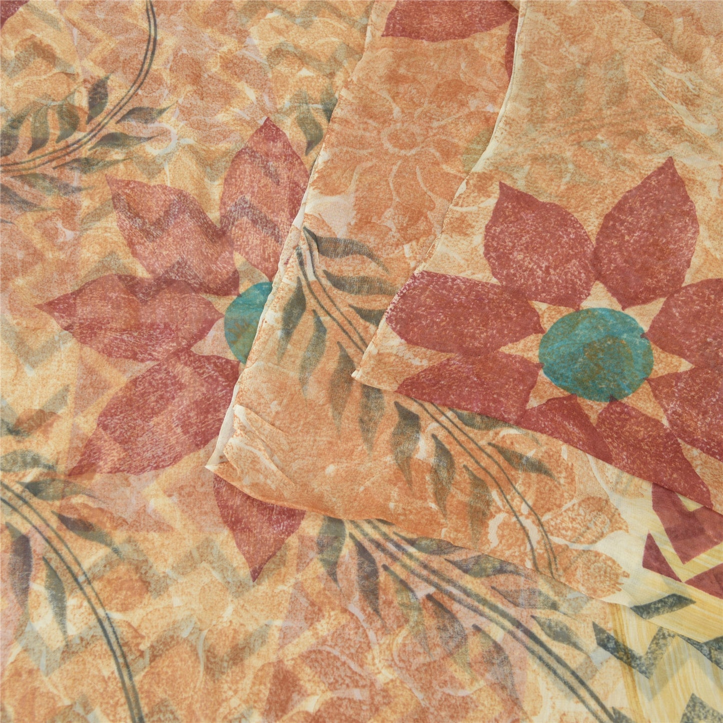 Sanskriti Vintage Blend Georgette Multi Sarees Printed Craft Sari 5 Yard Fabric