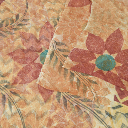 Sanskriti Vintage Blend Georgette Multi Sarees Printed Craft Sari 5 Yard Fabric