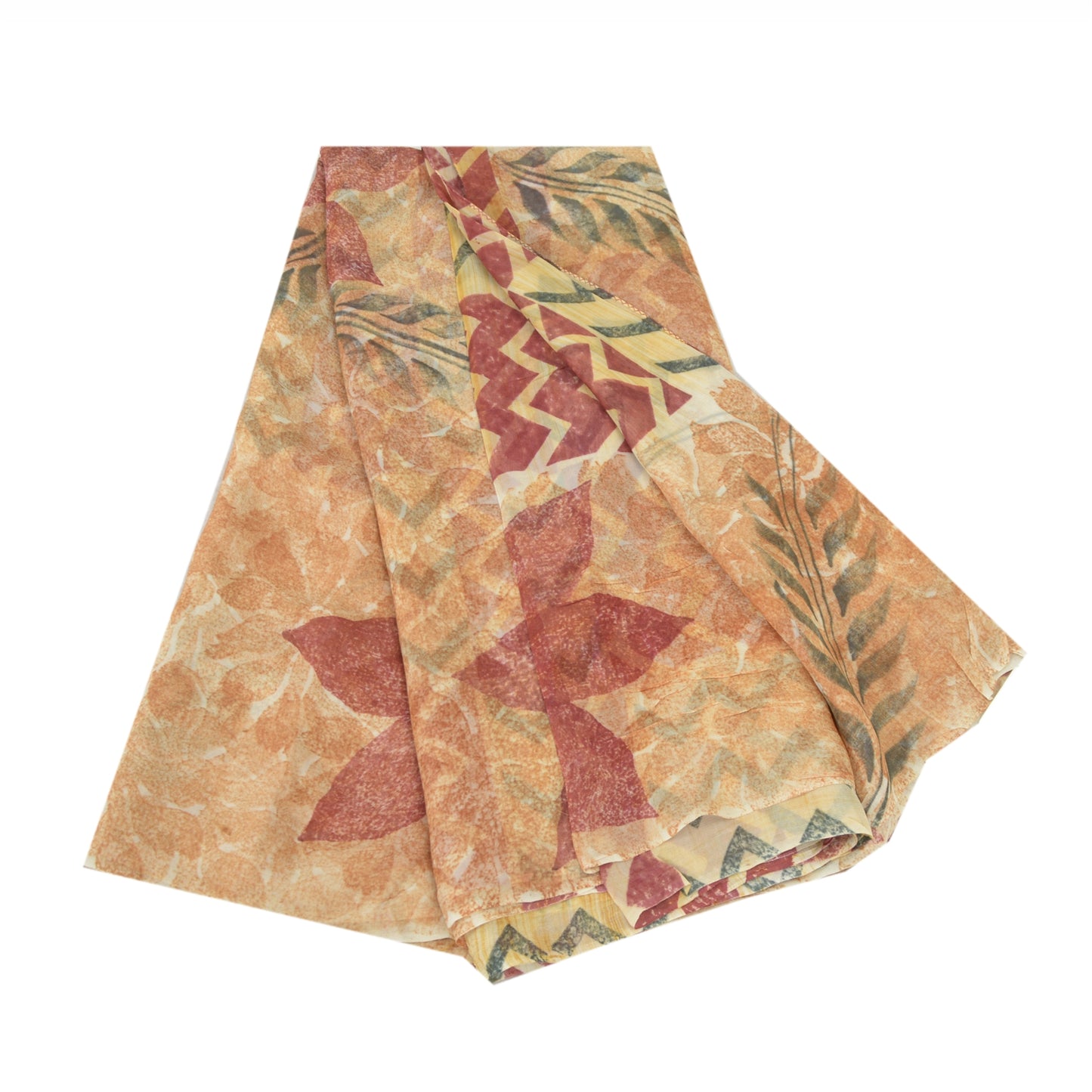 Sanskriti Vintage Blend Georgette Multi Sarees Printed Craft Sari 5 Yard Fabric