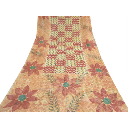 Sanskriti Vintage Blend Georgette Multi Sarees Printed Craft Sari 5 Yard Fabric