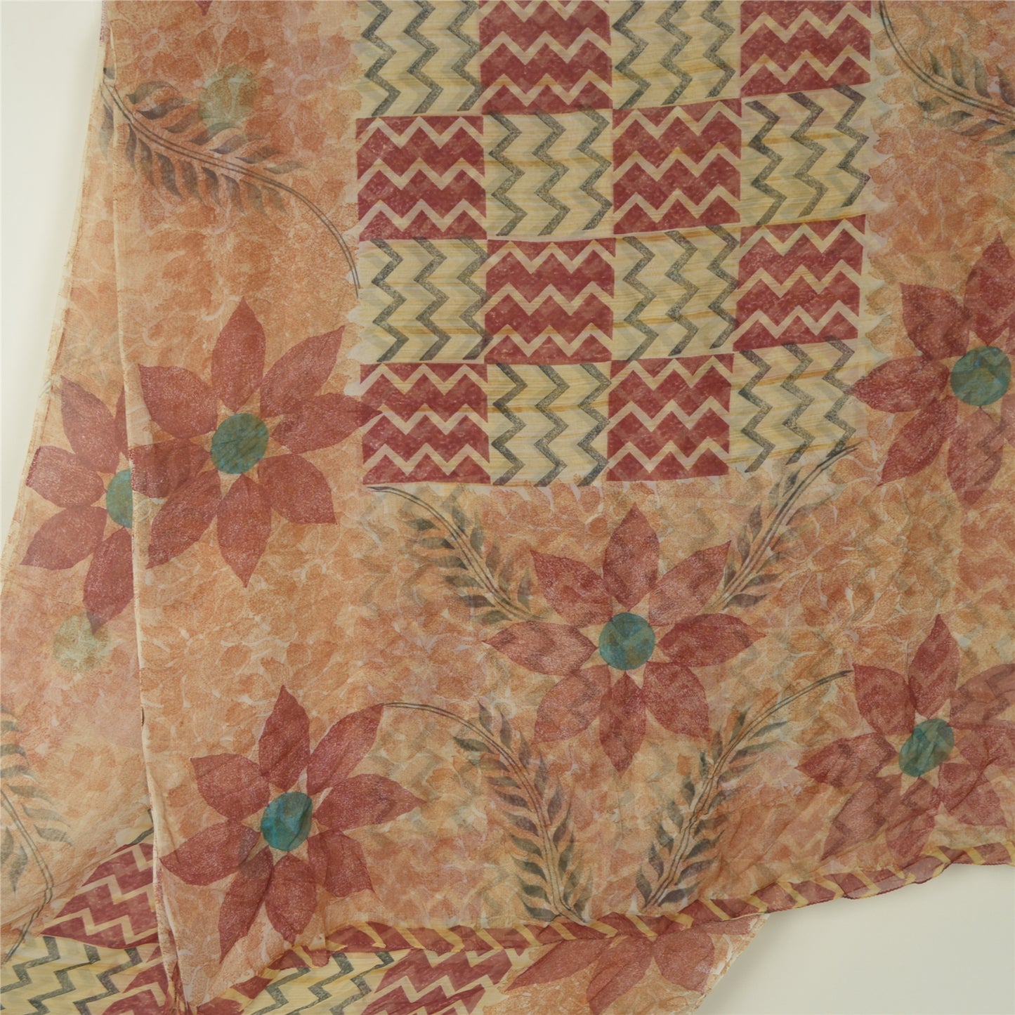 Sanskriti Vintage Blend Georgette Multi Sarees Printed Craft Sari 5 Yard Fabric