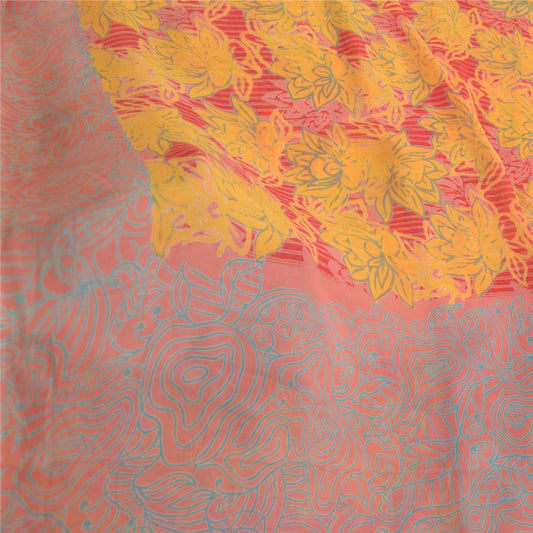 Sanskriti Vintage Red Pure Georgette Silk Sarees Printed Craft Fabric Sari