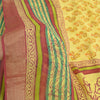Sanskriti Vintage Yellow Sarees Block Printed Blend Georgette Sari Craft Fabric