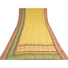 Sanskriti Vintage Yellow Sarees Block Printed Blend Georgette Sari Craft Fabric