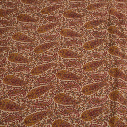Sanskriti Vintage Cream & Green Sarees Pure Georgette Print Sari Craft Fabric