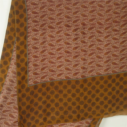 Sanskriti Vintage Cream & Green Sarees Pure Georgette Print Sari Craft Fabric