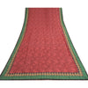 Sanskriti Vintage Red Indian Sarees Print Lace Work Pure Georgette Sari Fabric