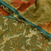 Sanskriti Vintage Green Sarees Pure Georgette Silk Printed Sari 5yd Craft Fabric