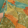 Sanskriti Vintage Green Sarees Pure Georgette Silk Printed Sari 5yd Craft Fabric