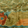 Sanskriti Vintage Green Sarees Pure Georgette Silk Printed Sari 5yd Craft Fabric