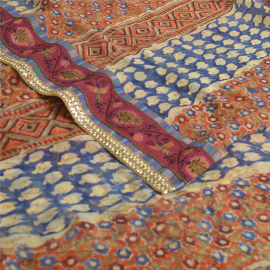 Sanskriti Vintage Multi Color Sarees Pure Georgette Printed Craft Fabric Sari