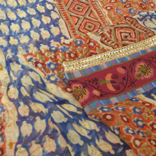 Sanskriti Vintage Multi Color Sarees Pure Georgette Printed Craft Fabric Sari