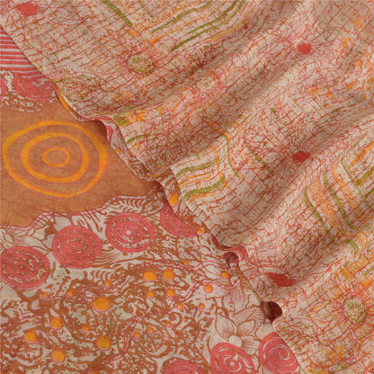 Sanskriti Vintage Sarees Multi Pure Georgette Silk Printed Sari 5yd Craft Fabric
