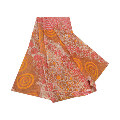 Sanskriti Vintage Sarees Multi Pure Georgette Silk Printed Sari 5yd Craft Fabric