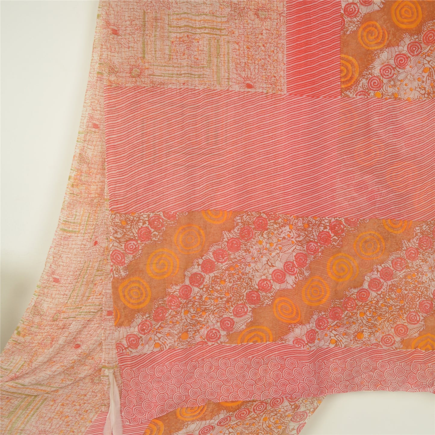 Sanskriti Vintage Sarees Multi Pure Georgette Silk Printed Sari 5yd Craft Fabric