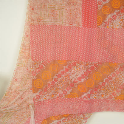 Sanskriti Vintage Sarees Multi Pure Georgette Silk Printed Sari 5yd Craft Fabric