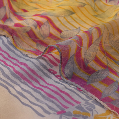 Sanskriti Vintage Sarees Multi Indian Pure Georgette Silk Printed Sari Fabric