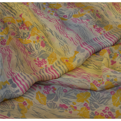 Sanskriti Vintage Sarees Multi Indian Pure Georgette Silk Printed Sari Fabric