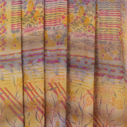 Sanskriti Vintage Sarees Multi Indian Pure Georgette Silk Printed Sari Fabric