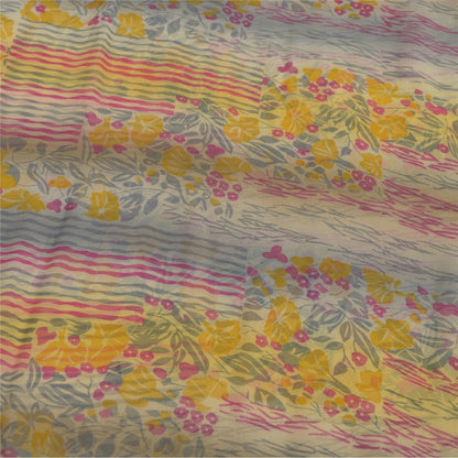 Sanskriti Vintage Sarees Multi Indian Pure Georgette Silk Printed Sari Fabric