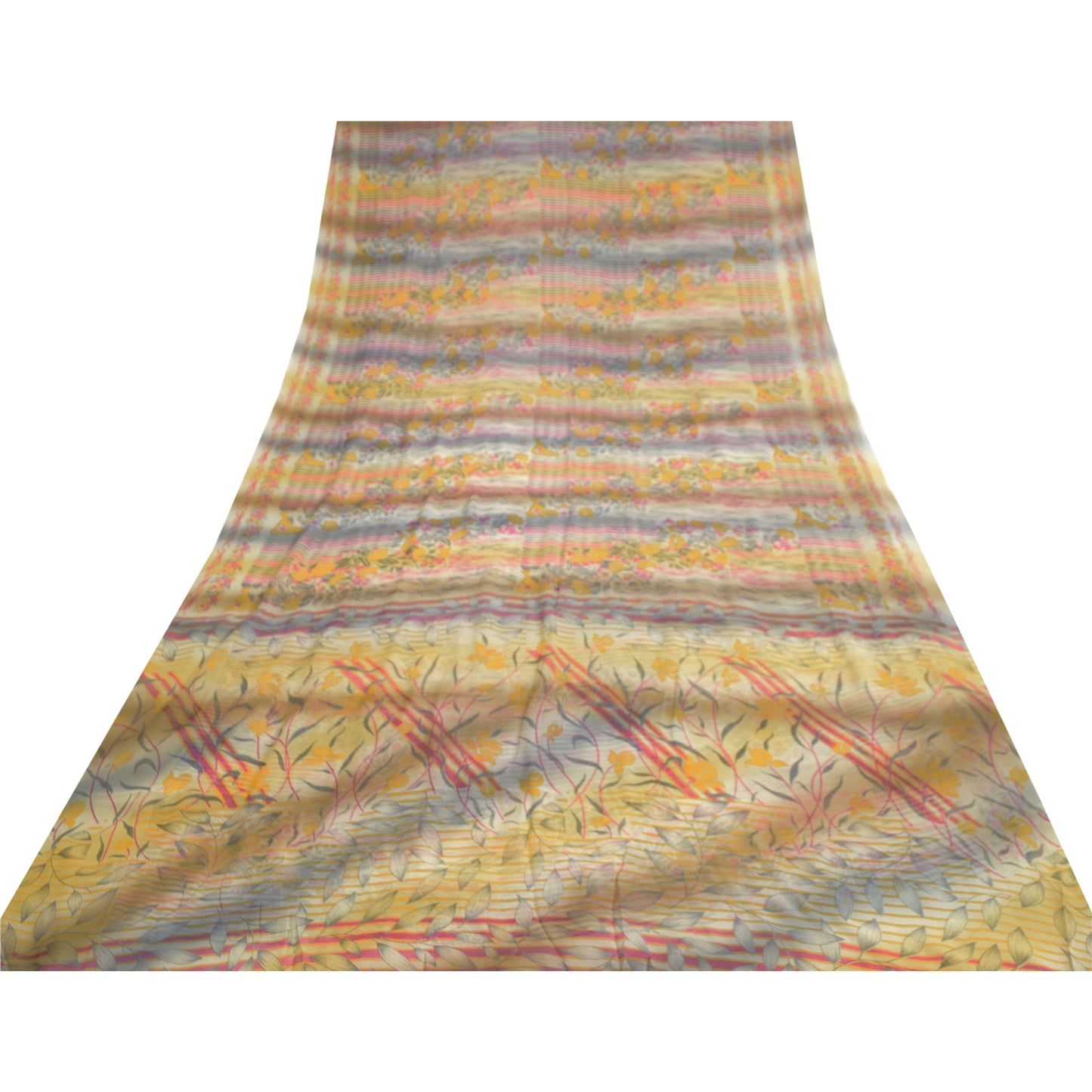 Sanskriti Vintage Sarees Multi Indian Pure Georgette Silk Printed Sari Fabric