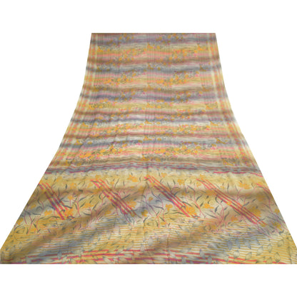 Sanskriti Vintage Sarees Multi Indian Pure Georgette Silk Printed Sari Fabric