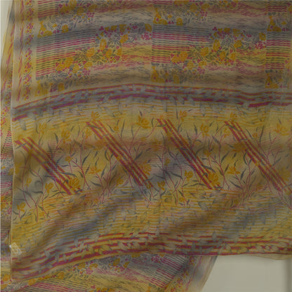 Sanskriti Vintage Sarees Multi Indian Pure Georgette Silk Printed Sari Fabric