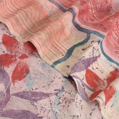 Sanskriti Vintage Multi Sarees Pure Georgette Silk Sari Printed 5yd Craft Fabric